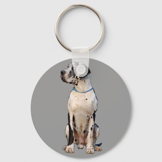 Harlekin Great Dane Schlüsselanhänger (Vorderseite)