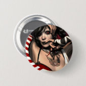 "Harlekin-" Kunst-Druck Button (Vorne & Hinten)