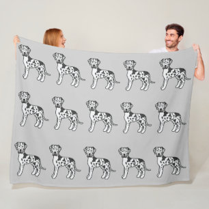 Harlekin-Mantel Great Dane Hunde Muster auf Grau Fleecedecke