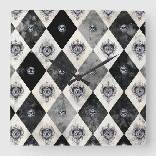 Harlekin mit All-Seeings Eyes Wanduhr (Vorderseite)