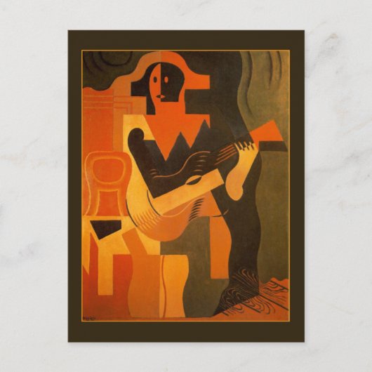 Harlekin mit Gitarre durch Juan Gris Postkarte (Vorderseite)