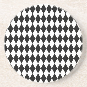 Harlekin-Muster, elegantes Schwarz-Weiß-Design Getränkeuntersetzer