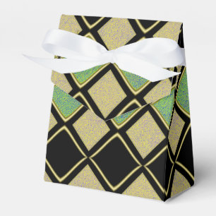 Harlekin-Muster in Gold, Grün und Schwarz Geschenkschachtel