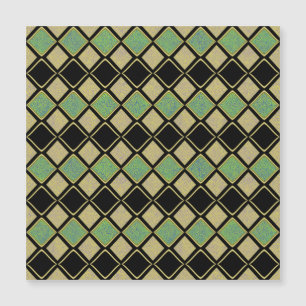 Harlekin-Muster in Grün und Gold Magnetkarte