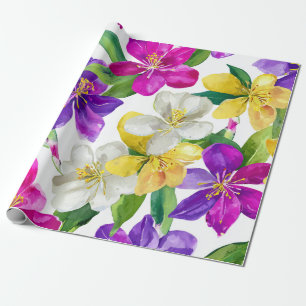 Harlekin-Orchidee Multicolor Lila Gelb Floral Geschenkpapier