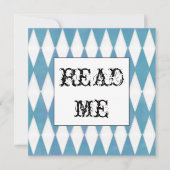 Harlekin-quadratische Alice im Wunderlandeinladung Einladung (Vorderseite)