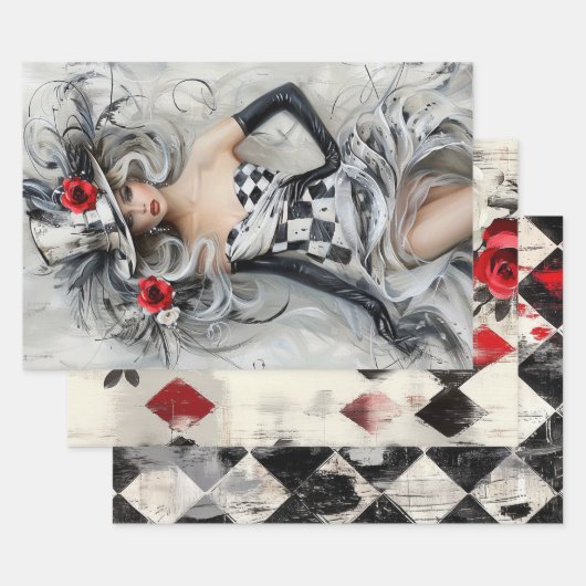 Harlekin-Rosen Geschenkpapier Set (Set)