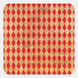 Harlekin Rot Vintage Quadratischer Aufkleber
