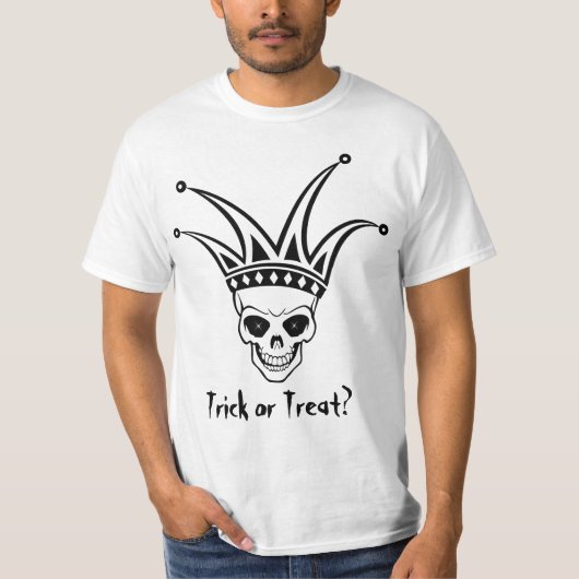 Harlekin-Schädel-Trick oder Leckerei T-Shirt (Vorderseite)
