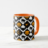 Harlekin Schwarz-Weiß-Diamantmuster Tasse (VorderseiteRechts)