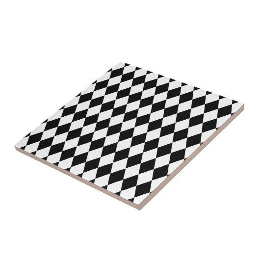 Harlekin Schwarzweiss Fliese (Seite)