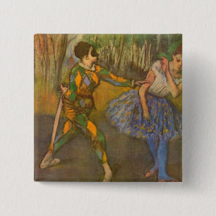 Harlekin und Columbine von Edgar Degas Vintage Art Button