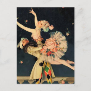 „Harlekin und Columbine“ von FX Leyendecker Postkarte
