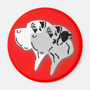 Harlekin und Merle Dane Heads Magnet
