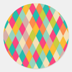 Harlekin Vintage-Muster Runder Aufkleber
