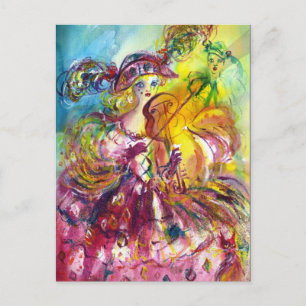 HARLEKIN-VIOLINIST Mardi Gras-Maskenparty Einladungspostkarte