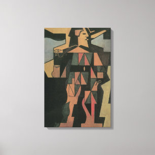 Harlekin von Juan Gris, Vintage Cubism Kunst Leinwanddruck