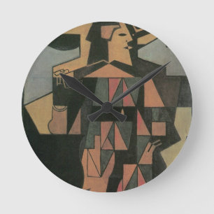 Harlekin von Juan Gris, Vintage Cubism Kunst Runde Wanduhr