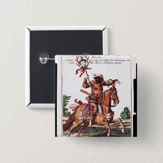 Harlekin zu Pferd Button (Vorne & Hinten)