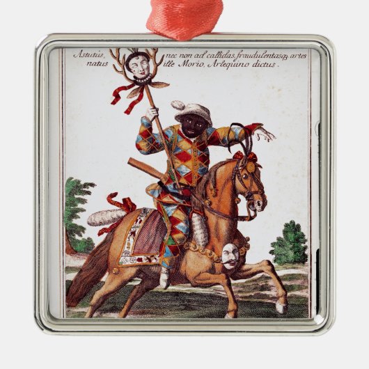Harlekin zu Pferd Silbernes Ornament (Vorne)