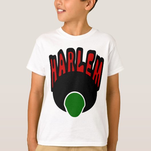 Harlem Graffiti mit Face & Big Afro, 3 Farben T-Shirt (Vorderseite)