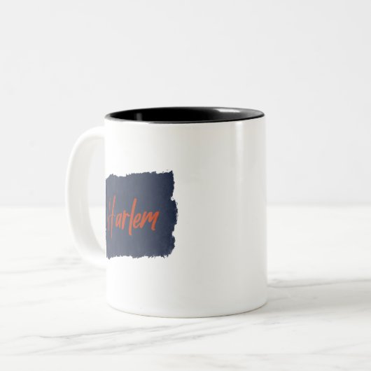 Harlem Handgeschriebene Red Typografy Coffee Tasse (Vorderseite Links)