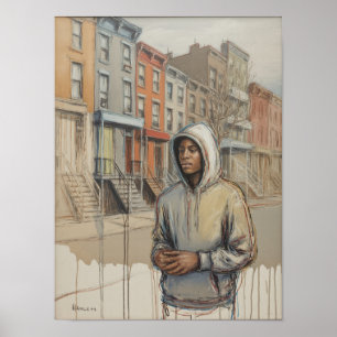 Harlem-Mann im Hoodie-Porträt Poster
