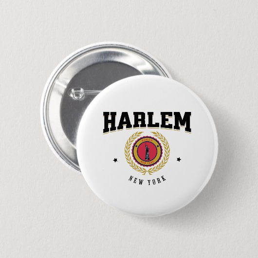 Harlem New York Black Button (Vorne & Hinten)