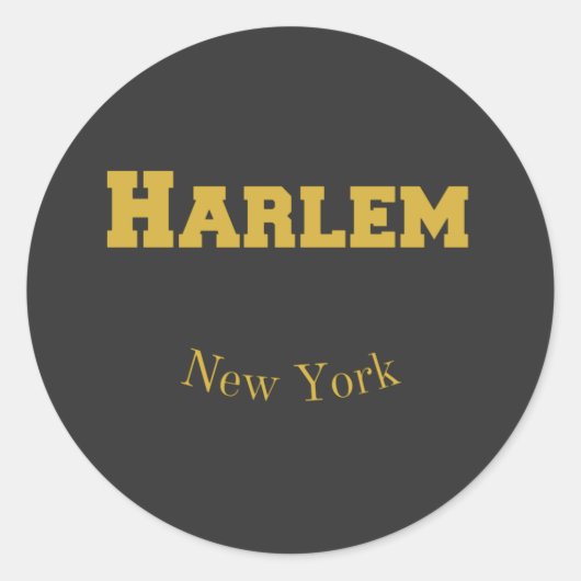 Harlem New York Gold Runder Aufkleber (Vorderseite)