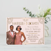 Harlem Nights Afroamerikanischer Hochzeitstag Einladung (Stehend Vorderseite)