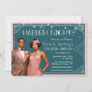 Harlem Nights Afroamerikanischer Hochzeitstag Einladung