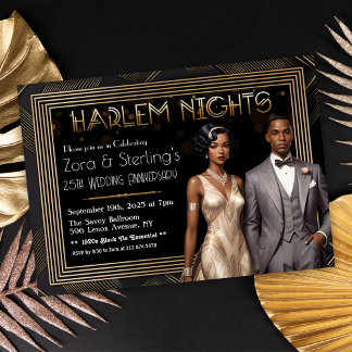 Harlem Nights Afroamerikanischer Hochzeitstag Einladung