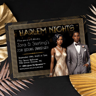 Harlem Nights Afroamerikanischer Hochzeitstag Jubi Einladung