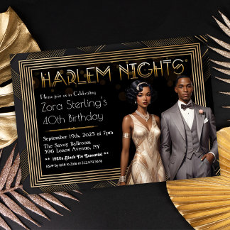 Harlem Nights Art Deco African American Birthday Einladung