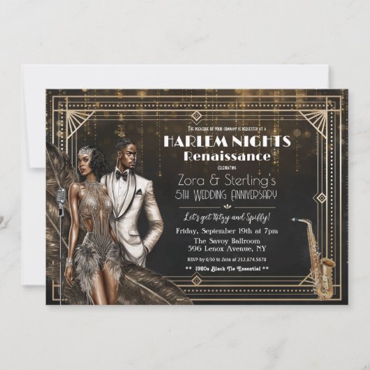 Harlem Nights Gatsby-Amerikaner der 1920er Jahre Einladung (Vorderseite)