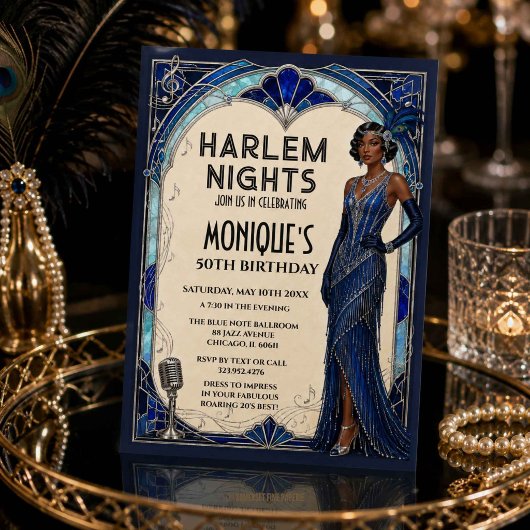 Harlem Nights Roaring 20s Blauer Saphir Jazz Age Einladung