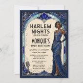 Harlem Nights Roaring 20s Blauer Saphir Jazz Age Einladung (Vorderseite)
