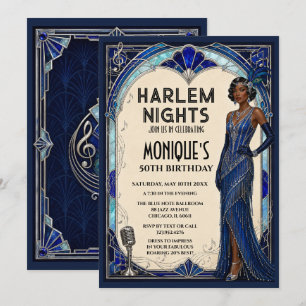 Harlem Nights Roaring 20s Blauer Saphir Jazz Age Einladung