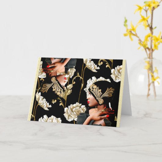 Harlem Renaissance 1920 Art Deco Grußkarte Karte (Gelbe Blume)