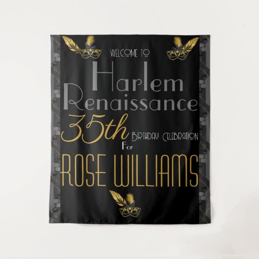 Harlem Renaissance Birthday Einladung Wandteppich (Vorderseite)