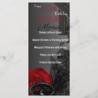 Harlem Renaissance Birthday Menu Menükarte