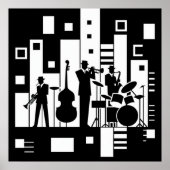 Harlem Renaissance Jazz Quartet Black & White Poster (Vorne)
