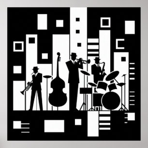 Harlem Renaissance Jazz Quartett Schwarz & Weiß Poster