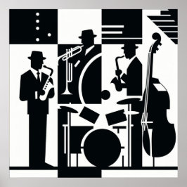 Harlem Renaissance Jazz Trio Black & White Poster