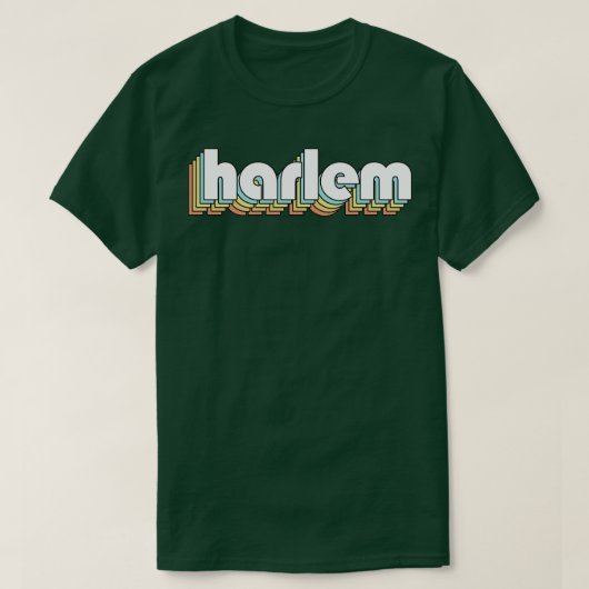 Harlem Retro Rainbow Typografie Faded Style T-Shirt (Design vorne)