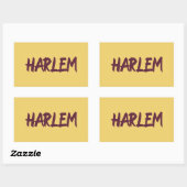 Harlem Text Base Design auf gelbem Hintergrund Rechteckiger Aufkleber (Blatt)