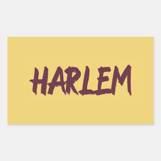 Harlem Text Base Design auf gelbem Hintergrund Rechteckiger Aufkleber (Vorderseite)