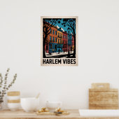 Harlem Vibes Farbige Brownstone-Kunst Poster (Küche)