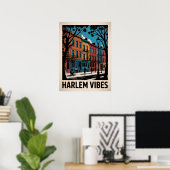 Harlem Vibes Farbige Brownstone-Kunst Poster (Heimbüro)