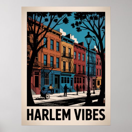Harlem Vibes Farbige Brownstone-Kunst Poster (Vorne)